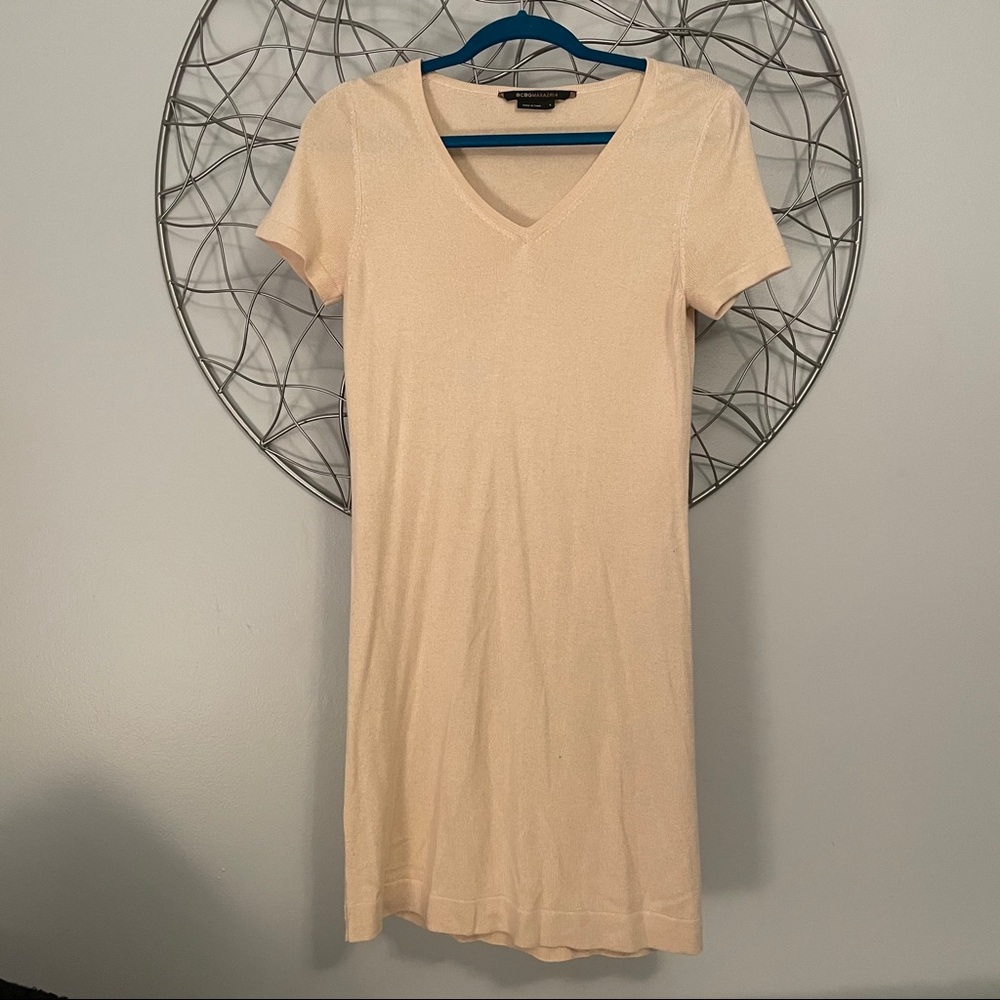 BCBG tan short sleeve sweater dress
